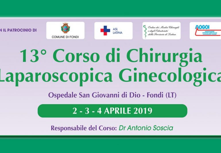 13th corso di chirurgia, Laparoscopica Ginecologica, Fondi 2-4 aprile 2019. Tra i relatori il Dr. Alberto Vaiarelli