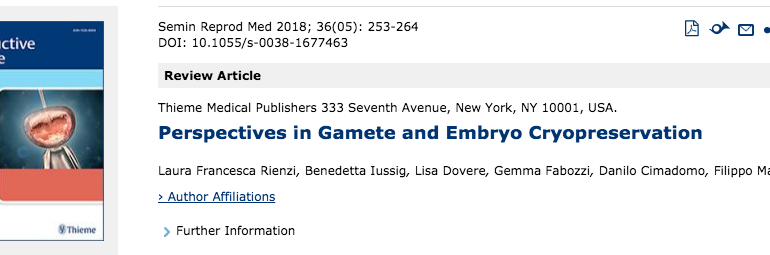 Perspectives in Gamete and Embryo Cryopreservation, Laura Francesca Rienzi, Benedetta Iussig, Lisa Dovere, Gemma Fabozzi, Danilo Cimadomo, Filippo Maria Ubaldi