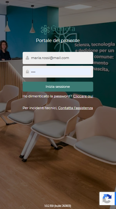 La stessa schermata di accesso vista da smartphone